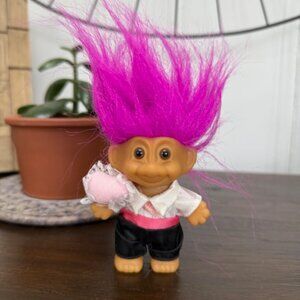 Vintage Russ Berrie Groom/Ring Bearer/Tuxedo/Heart Pillow Troll Doll - EUC